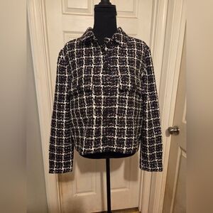 NWT LOFT Black and White Textured Blazer